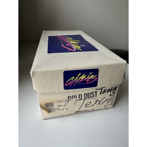 Vintage 80s Glitzies Bedazzled Butterfly Sparkly Gold Sequined Shoes Sneakers 8 - Picture 9 of 11